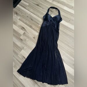 Cache Midnight Blue Backless Halter Dress